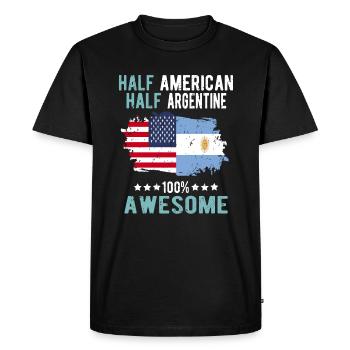 Half American Half Argentine - Men's Premium Organic T-Shirt - black - Front - Nico (187cm)