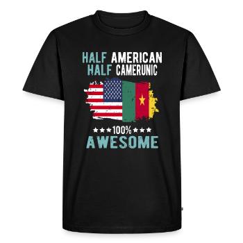 Moitié américain moitié camerounais - T-shirt Premium bio Homme - noir - Devant - Nico (187cm)