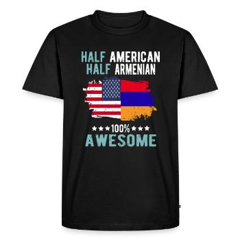 Moitié américain moitié arménien - T-shirt Premium bio Homme - noir - Devant - Nico (187cm)