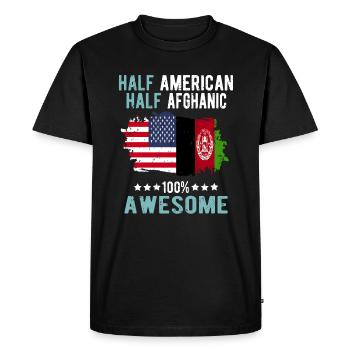 Half American Half Afghan - Men's Premium Organic T-Shirt - black - Front - Nico (187cm)