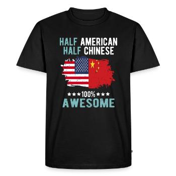 Moitié américain moitié chinois - T-shirt Premium bio Homme - noir - Devant - Nico (187cm)
