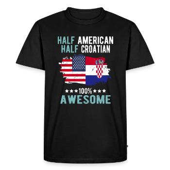Half American Half Croat - Men's Premium Organic T-Shirt - black - Front - Nico (187cm)