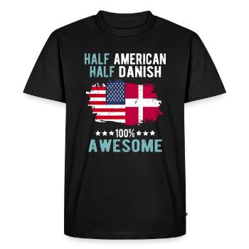 Moitié américain mi-danois - T-shirt Premium bio Homme - noir - Devant - Nico (187cm)