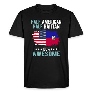 Half American, half Haitian - Men's Premium Organic T-Shirt - black - Front - Nico (187cm)