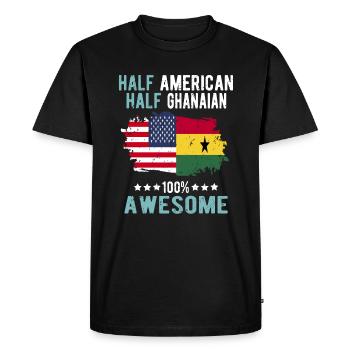 Mi-Américain, mi-Ghanéen - T-shirt Premium bio Homme - noir - Devant - Nico (187cm)