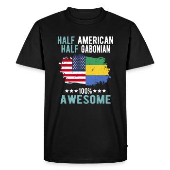 Moitié américain moitié gabonais - T-shirt Premium bio Homme - noir - Devant - Nico (187cm)