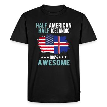 Moitié Américain Moitié Islandais - T-shirt Premium bio Homme - noir - Devant - Nico (187cm)