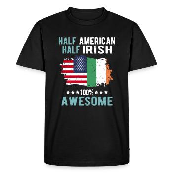 Moitié américain moitié irlandais - T-shirt Premium bio Homme - noir - Devant - Nico (187cm)