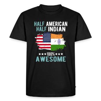 Half American, half Indian - Men's Premium Organic T-Shirt - black - Front - Nico (187cm)