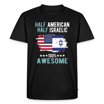Half American Half Isreali - Men's Premium Organic T-Shirt - black - Front - Nico (187cm)