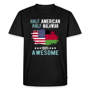 Half American Half Malawi - Men's Premium Organic T-Shirt - black - Front - Nico (187cm)