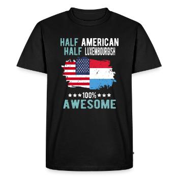 Moitié Américain Moitié Luxembourgeois - T-shirt Premium bio Homme - noir - Devant - Nico (187cm)