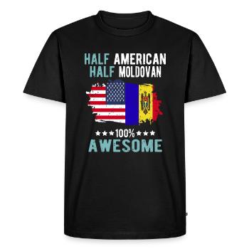Moitié américain moitié moldave - T-shirt Premium bio Homme - noir - Devant - Nico (187cm)