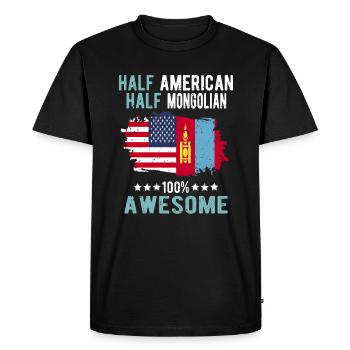 Moitié américain moitié mongol - T-shirt Premium bio Homme - noir - Devant - Nico (187cm)