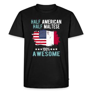Half American Half Mateser - Men's Premium Organic T-Shirt - black - Front - Nico (187cm)