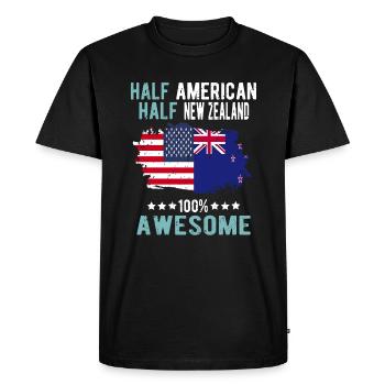 Moitié Américain Moitié Néo-Zélandais - T-shirt Premium bio Homme - noir - Devant - Nico (187cm)