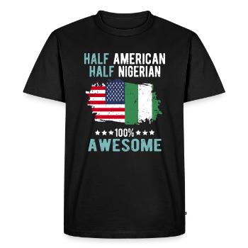 Moitié américain moitié nigérian - T-shirt Premium bio Homme - noir - Devant - Nico (187cm)