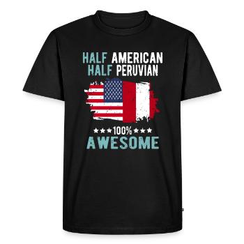 Moitié américain moitié péruvien - T-shirt Premium bio Homme - noir - Devant - Nico (187cm)