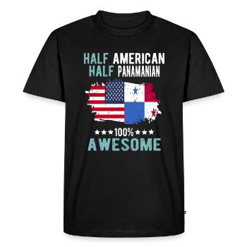 Moitié américain moitié panaméen - T-shirt Premium bio Homme - noir - Devant - Nico (187cm)