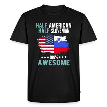Moitié américain moitié slovène - T-shirt Premium bio Homme - noir - Devant - Nico (187cm)