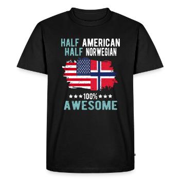Moitié américain moitié norvégien - T-shirt Premium bio Homme - noir - Devant - Nico (187cm)