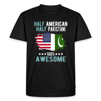 Moitié Américain Moitié Pakistanais - T-shirt Premium bio Homme - noir - Devant - Nico (187cm)
