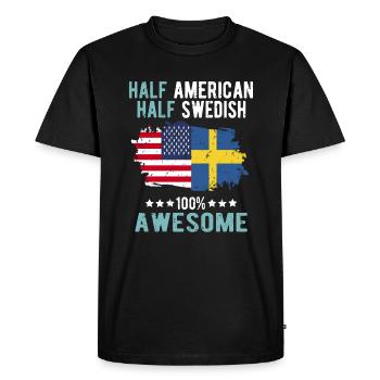 Moitié américain moitié suédois - T-shirt Premium bio Homme - noir - Devant - Nico (187cm)