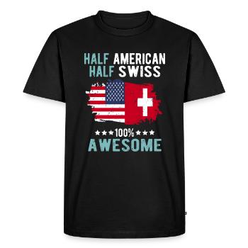 Moitié Américain Moitié Suisse - T-shirt Premium bio Homme - noir - Devant - Nico (187cm)