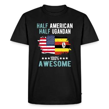 Moitié américain moitié ougandais - T-shirt Premium bio Homme - noir - Devant - Nico (187cm)