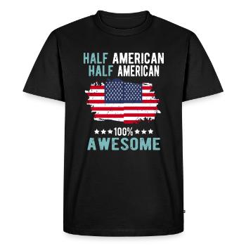 Moitié américain moitié américain - T-shirt Premium bio Homme - noir - Devant - Nico (187cm)