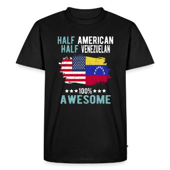 Moitié américain moitié vénézuélien - T-shirt Premium bio Homme - noir - Devant - Nico (187cm)