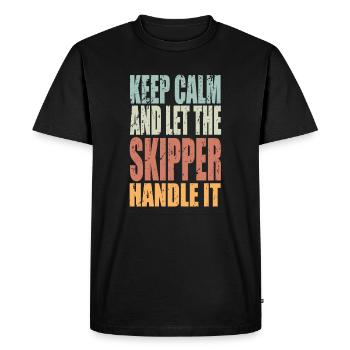 Restez calme Skipper disant Skipper Cadeau - T-shirt Premium bio Homme - noir - Devant - Nico (187cm)