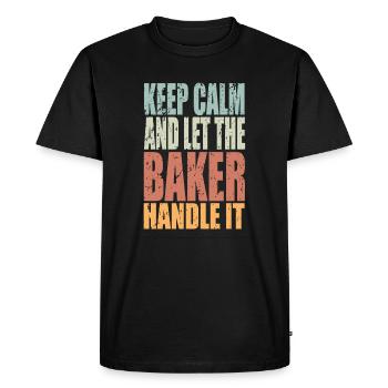 Keep Calm Baker Saying Baker Gift - Men's Premium Organic T-Shirt - black - Front - Nico (187cm)