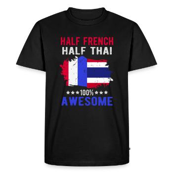 Moitié Français moitié thaï - T-shirt Premium bio Homme - noir - Devant - Nico (187cm)