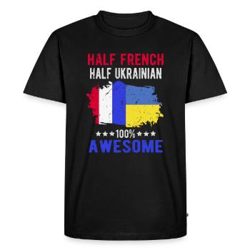 Moitié Français moitié ukrainien - T-shirt Premium bio Homme - noir - Devant - Nico (187cm)