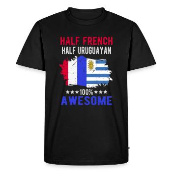 Moitié Français moitié uruguayen - T-shirt Premium bio Homme - noir - Devant - Nico (187cm)