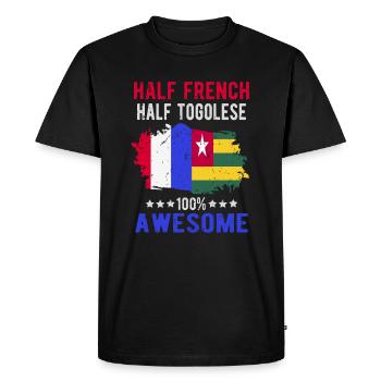 Moitié Français moitié tongolese - T-shirt Premium bio Homme - noir - Devant - Nico (187cm)