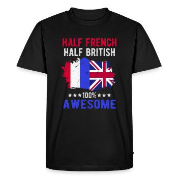 Moitié Français moitié britannique - T-shirt Premium bio Homme - noir - Devant - Nico (187cm)