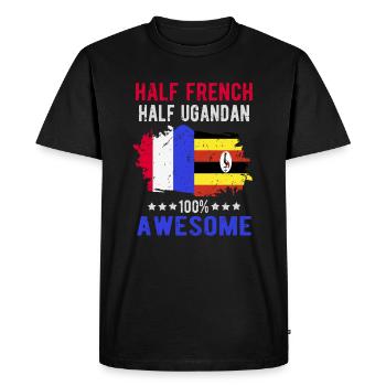 Moitié Français moitié ougandais - T-shirt Premium bio Homme - noir - Devant - Nico (187cm)