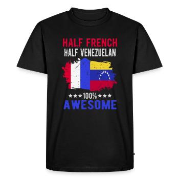 Moitié Français moitié vénézuélien - T-shirt Premium bio Homme - noir - Devant - Nico (187cm)