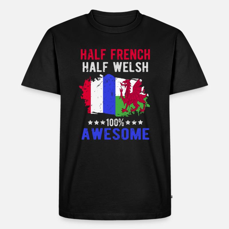 Halb Franzose Halb Waliser - Männer Premium Bio T-Shirt - Schwarz