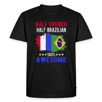 Moitié Français moitié brésilien - T-shirt Premium bio Homme - noir - Devant - Nico (187cm)