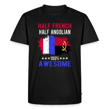 Moitié Français moitié Angolier - T-shirt Premium bio Homme - noir - Devant - Nico (187cm)