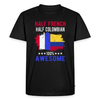 Moitié Français moitié colombien - T-shirt Premium bio Homme - noir - Devant - Nico (187cm)