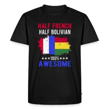 Moitié Français moitié bolivien - T-shirt Premium bio Homme - noir - Devant - Nico (187cm)