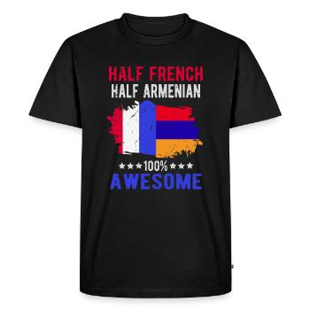Moitié Français moitié arménien - T-shirt Premium bio Homme - noir - Devant - Nico (187cm)