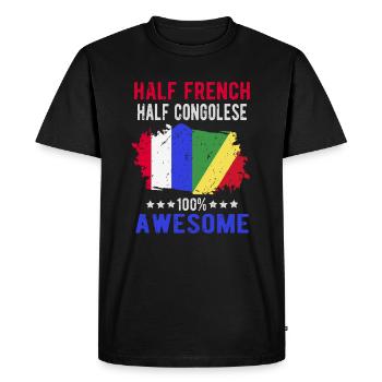 Moitié Français moitié congolais - T-shirt Premium bio Homme - noir - Devant - Nico (187cm)