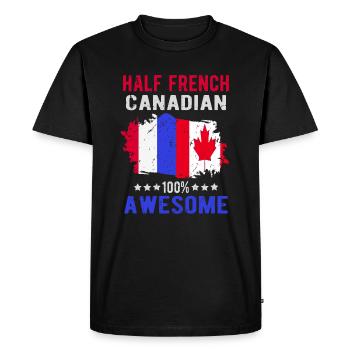 Moitié Français moitié Canadien - T-shirt Premium bio Homme - noir - Devant - Nico (187cm)