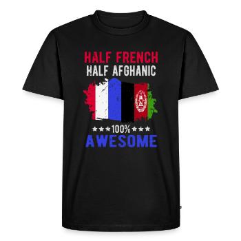 Moitié Français moitié afghan - T-shirt Premium bio Homme - noir - Devant - Nico (187cm)