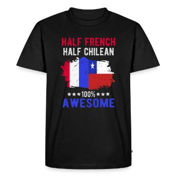 Moitié Français moitié chilien - T-shirt Premium bio Homme - noir - Devant - Nico (187cm)